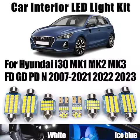 LED Interior Map Dome Light Kit For Hyundai i30 MK1 MK2 MK3 FD GD PD N 2007- 2020 2021 2022 2023 Car