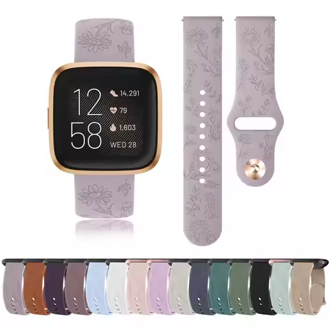 Flower Engraved Band For Fitbit Versa/Versa 2/Versa Lite Strap Watchband Silicone Bracelet For Fitbi