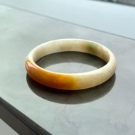 天然翡翠 緬甸 A玉 玉鐲 • 琥珀紅黃翡翠福鐲D