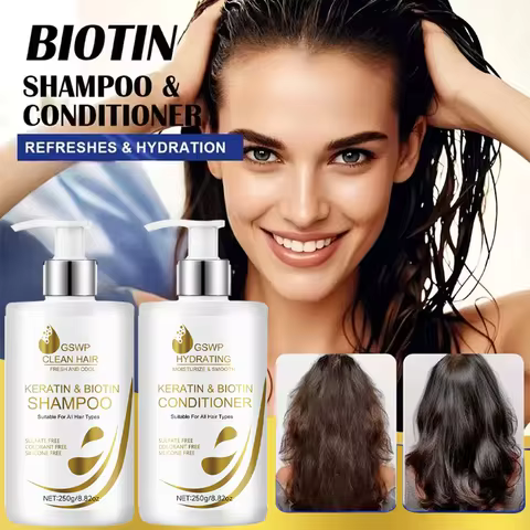 GSWP Keratin Biotin Shampoo & Conditioner,Gentle cleansing, suitable for all hair types, ideal as a 