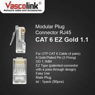 Vascolink RJ45 Connector RJ45 Cat 6 Gold Connector | RJ 45 Cat6 Vascolink 50 PCS