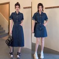 Denim Dress Women 2024 Summer Dress Simple Commuter Korean Denim Dress