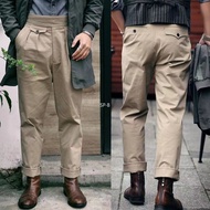【Available】Vintage Gurkha Pants For Men Safari Style Adjustable Waist Buckle NaplesTrousers Fashion 