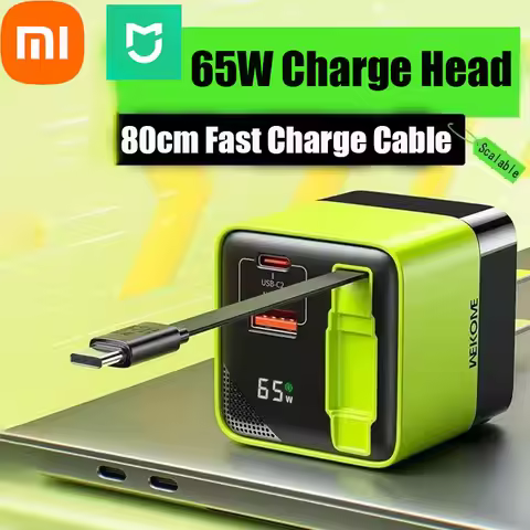 Xiaomi MIJIA 65W PD USB-C Charging Head Fast Charger With Built-in 80cm High-performanceTypeC Cable 