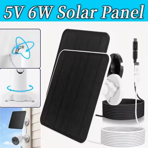 5V 6W Solar Panel IP65 Waterproof with Micro USB USB-C Port 360 Adjustable Mounting for Eufycam 3/3C