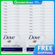 Dove | สบู่ก้อน Beauty Bar สูตรครีม สีขาว สำหรับล้างหน้า ทำความสะอาดอ่อนโยน สูตร pH สมดุล 90g x 24 ก