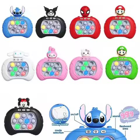 New Quick Push Game Pop Up Fidget Bubble Electronic Pop it Pro Game Light AntiStress Toys For Adult 