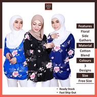 FC Mart - Women Floral Blouse / Baju Blouse Wanita / Long Sleeves Top / Baju Lengan Panjang Perempuan / Blause Muslimah