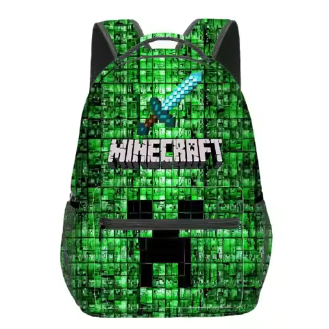 Minecraft Fashion Backpack Large Capacity Lightweight Lunch Bag Pencil Case for Daily Outdoor Travel