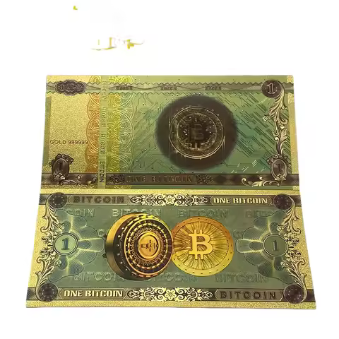 1-10pcs Nice Color Foil One Bitcoin Dogecoin And One Hundred Bitcoin Banknote BTC Bills Banknotes Wi