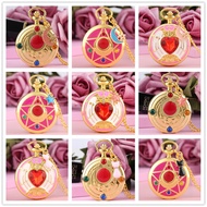 Fashion Japan Anime Cosplay Sailor Moon Magic Girl Women Girl Quartz Pocket Watch Necklace Chain