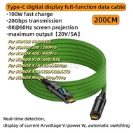 KY56 LED Display USB3.2 10Gbps USB C to Type C ThunderBolt 3 Cable 100W 5A USB-C Cord For HONOR 200 