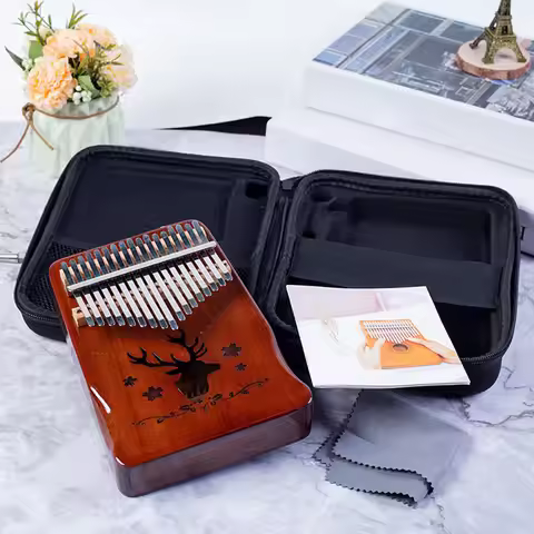 1Pcs Thumb Piano Storage Box Water Resistant Zipper Design Anti Vibration Carry Case for Kalimba Pou