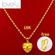 Pure 18K Saudi Gold Pawn Original Necklace for Women Peach Heart Pendant Buy 1 Take 1 Gold Necklace For Pawnable With Women Chain and Pendant Jewelry