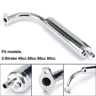 thewoodfamer Chrome Muffler Exhaust  2-Stroke Motorized Bicycle Bike 49cc 60cc 66cc 80cc EN