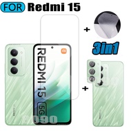 Redmi 15 5G Tempered Glass 3 in 1 Screen Protector for Redmi 15C 5G Tempered Glass with Camera Lens 