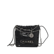 Chanel Black Quilted Calfskin Mini 22 Bag Silver Hardware, 2023