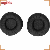 MYTHIS 2PCS Universal Headphone Ear Pads, Black 55mm/2.17in Wrinkle Leather Earpads, Easy to Install