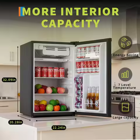New Quiet & Energy-Efficient 4.5 Cu. Ft. Black Compact Refrigerator – Single Door Mini Fridge with A