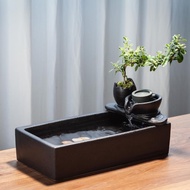S-6🏅Ceramic Flowing Water Decoration Chinese Zen Potted Fountain Desktop Office Water Landscape Hallway Feng Shui Fortun