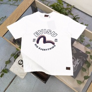 T-shirt Evisu/ T-shirt kasual Evisu uniseks bercorak lengan pendek bergaya T-shirt komuter T-shirt l
