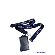 GANTUNGAN Office ID Hanger/Lanyard Airbus An Eads Company ORIGINAL 2.5 cm+ID CARD 2 Slots PREMIUM ORIGINAL