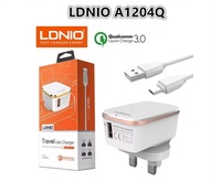 LDNIO A1204Q QC3.0 18W USB Fast Charger with 1m USB to 8 Pin Cable EU Plug/UK Plug/US Plug