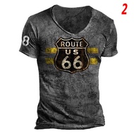 Route 66 Men's Short Sleeve Shirt Round Neck Shirt Loose Leisure T-Shirt XXS-6XL Plus Size 5 Styles