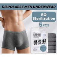 【Ready Stock】5PCS Portable Disposable Men Underwear Cotton Panties Travel Set 男士内裤 男性内裤 便携纯棉内裤 一次性内裤