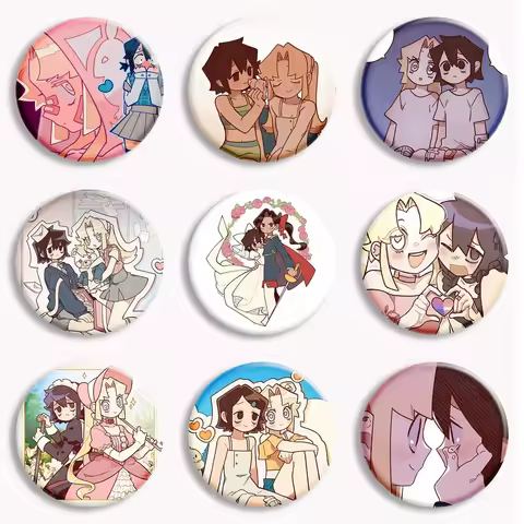 Manhwa I Love Amy Soft Button Pin AMY x BIBI Anime Fanart Brooch Lesbian Manga Badge Bag Decor Acces