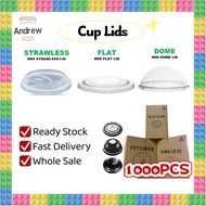 Milk Tea Cup Lids - 95mm PET Covers (Flat Lid, Dome Lid, Strawless Lid)