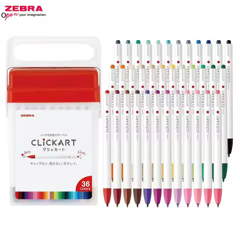 ZEBRA Clickart Push Retractable Markers Watercolor Pen 12/36/48Colors Full Set 0.6mm WYSS22 Plumones