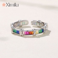 ♥Original Gradient Rainbow Silver Ring Female Niche Design Light Luxury Trendy Jewelry silver 925 original ring for women rings men korean jewelry cincin lelaki cincin perempuan couple cincin emas korea 戒指