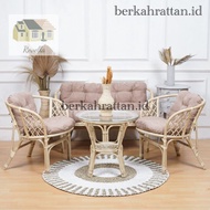 Revella BAHAMA Rattan Chair 1set+CUSSION &amp; Glass/Minimalist Rattan Chair/Rattan Guest Chair