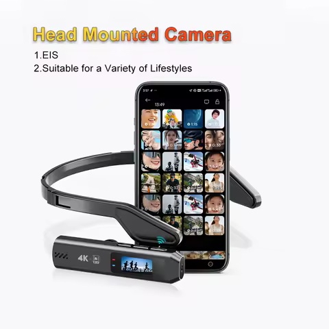 Head Mounted Camera 4K 30FPS Anti Shake and 130° Wide Angle Lens Video Camera Wearable Video Camera 