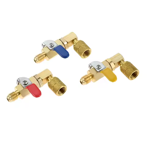 3Pcs R410A Shut-Off Ball Valve Set 5/16" SAE Female To 1/4"SAE Male for R410A R32 Air Conditioning R