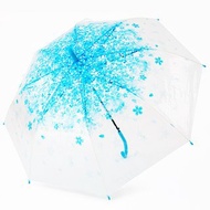 雙龍花漾自動透明傘櫻花傘 防風直傘雨傘(天空藍)