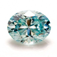 [1CT]Moissanite xanh dương, 2 viên tròn không đối xứng, hình quả lê, cắt hình bầu dục, Asscher, rạng