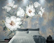 Vintage 3d flower pattern wallpaper for decorating bedroom, kitchen, bar cafe.