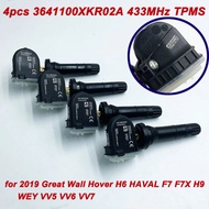 4 Pack 3641100XKR02A New Tire Pressure Sensor 433MHz TPMS For 2017-2019 Great Wall HAVAL F5 F7 H6 H2