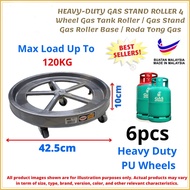 GAS STAND 6 ROLLER ROUND Gas Tank Trolley Heavy Duty Troli Tong Gas Besi Steel Gas Trolley Plastic K