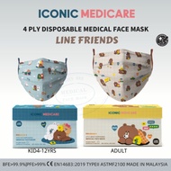 LINE FRIENDS COLLECTION Iconic [4PLY KID 4-12YRS] LINE FRIENDS MEDICAL FACE MASK (30PCS)