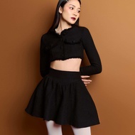 FLAT2112 FF0595 : BON BON BLAZER & SKIRT SET ชุดเซ็ทผ้าทวีต เสื้อครอปทวีตแขนยาว