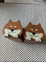 搬家斷捨離日本wankoron木製柴犬置物盒一組2個