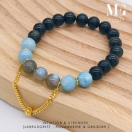 Merlin Goldsmith Intuition and Strength Beads Bracelet With 916 Gold Dangling Chain