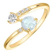 14K Gold Plated Adjustable Created Opal Rings | Stacking Rings | Gold Rings for Women