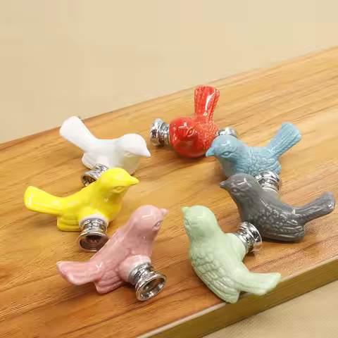 Ceramic Peace Dove Drawer Knobs 3D Cartoon Bird Cabinet Cupboard Handles Novelty Creative Fashion Fu