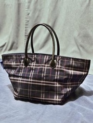 （包郵）Burberry London Blue Label Nova Check Nylon Blue Handbag Totebag 日本藍標 格紋 尼龍 藍色 餃子袋 餃子包 手挽袋 單肩包 輕