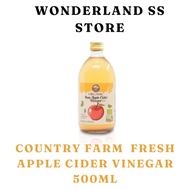 Country Farm 100% Organic Fresh Apple Cider Vinegar 500ml, No Added Sugar, Unpasteurized. Promote Gu