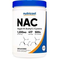 Nutricost N-Acetyl L-Cysteine (NAC) Powder 500 Grams - Vegan NAC, Non-GMO, Gluten Free